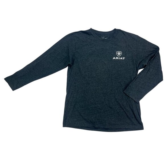 Ariat Men's Long Sleeve T-Shirt American Flag Logo Size L - Picture 2 of 9